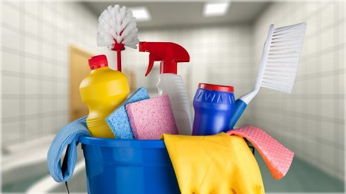 Office cleaners working in a Barnes business premises reception area